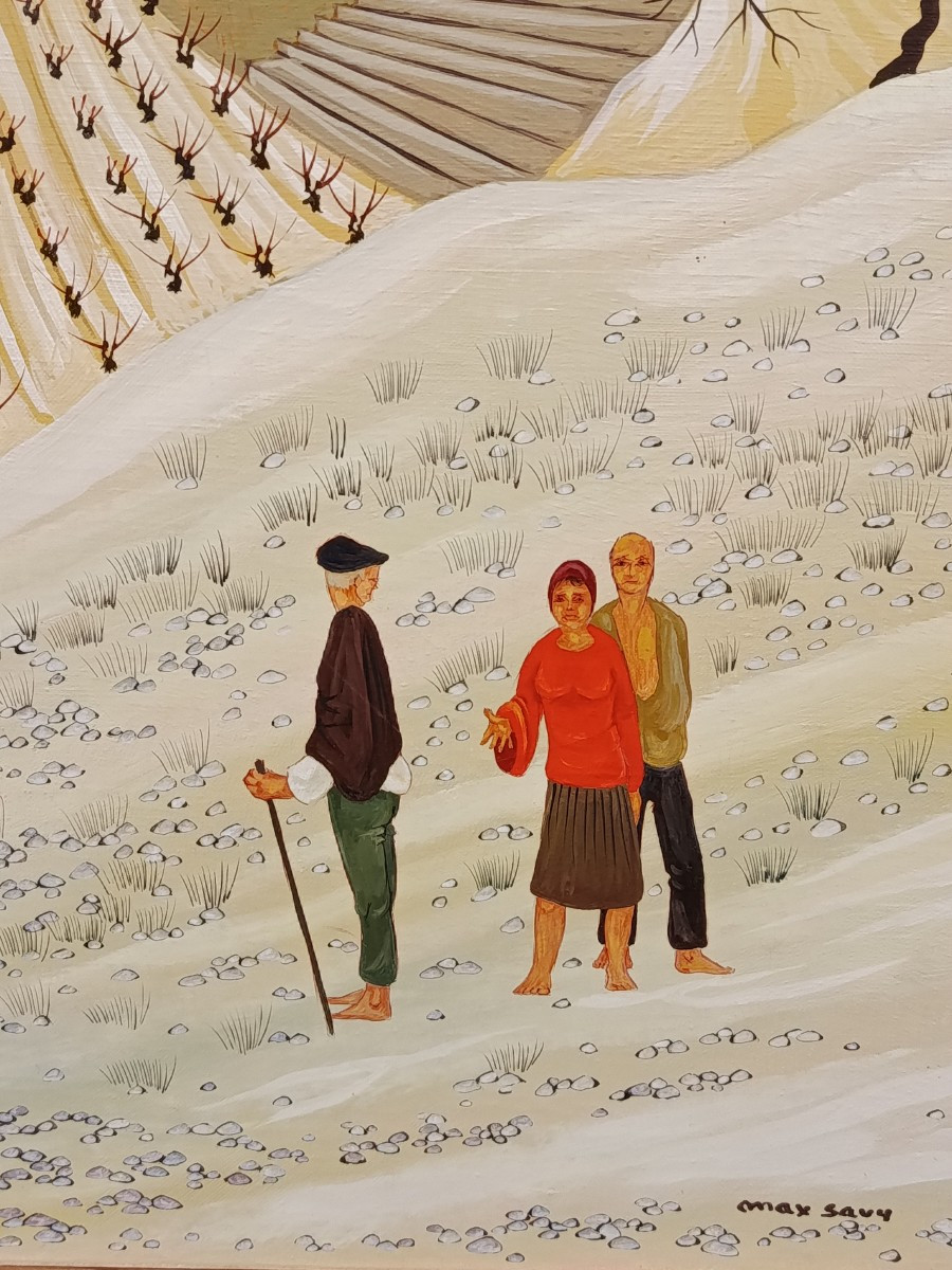 Max Savy (1918-2010) Oil On Canvas: "the Little Village In White"-photo-2