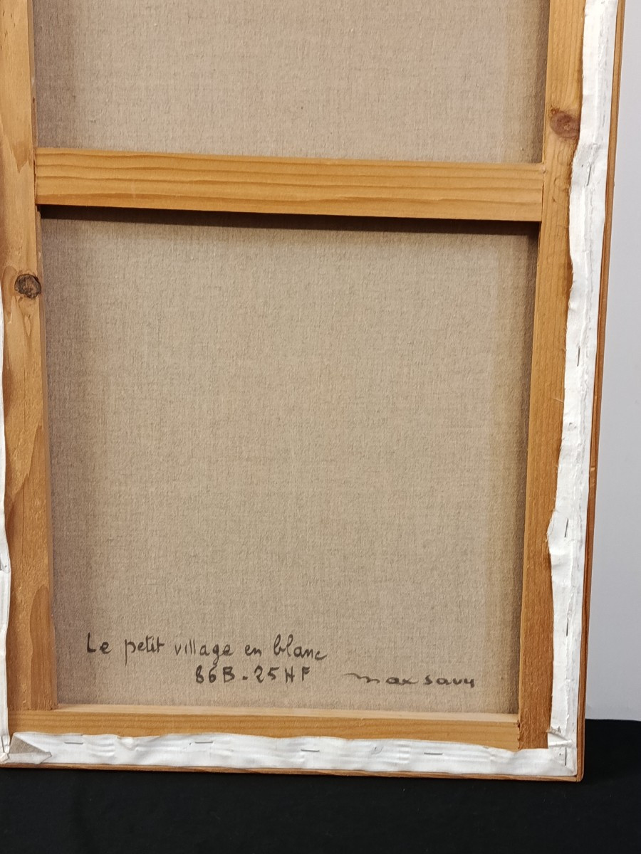 Max Savy (1918-2010) Oil On Canvas: "the Little Village In White"-photo-3