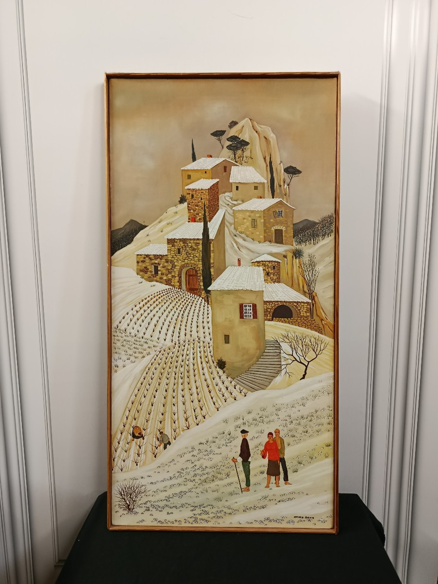 Max Savy (1918-2010) Oil On Canvas: "the Little Village In White"