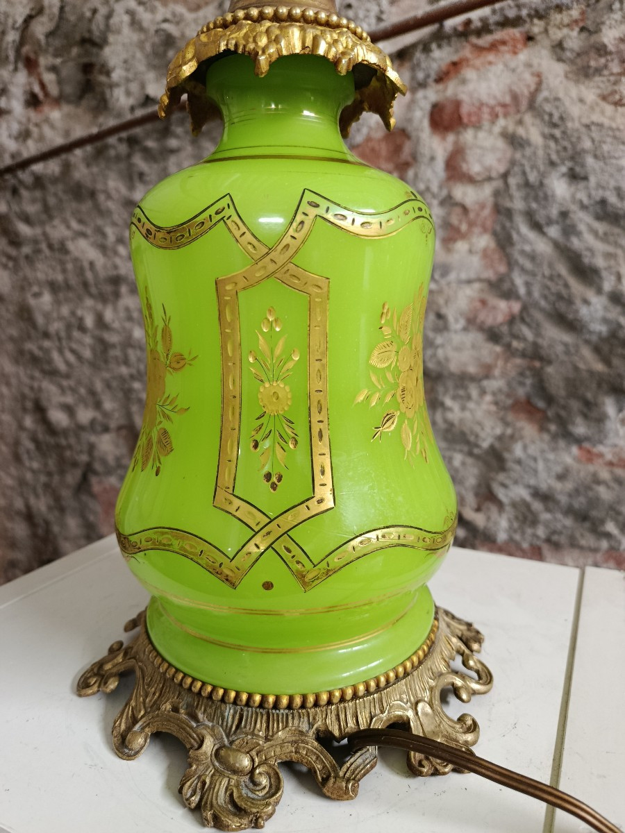 Green Opaline Lamp From The Napoleon III Era-photo-1