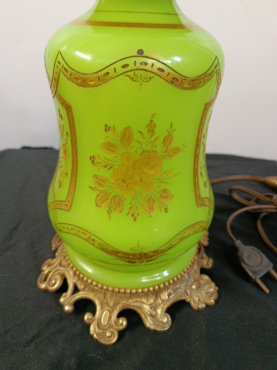 Green Opaline Lamp From The Napoleon III Era-photo-2