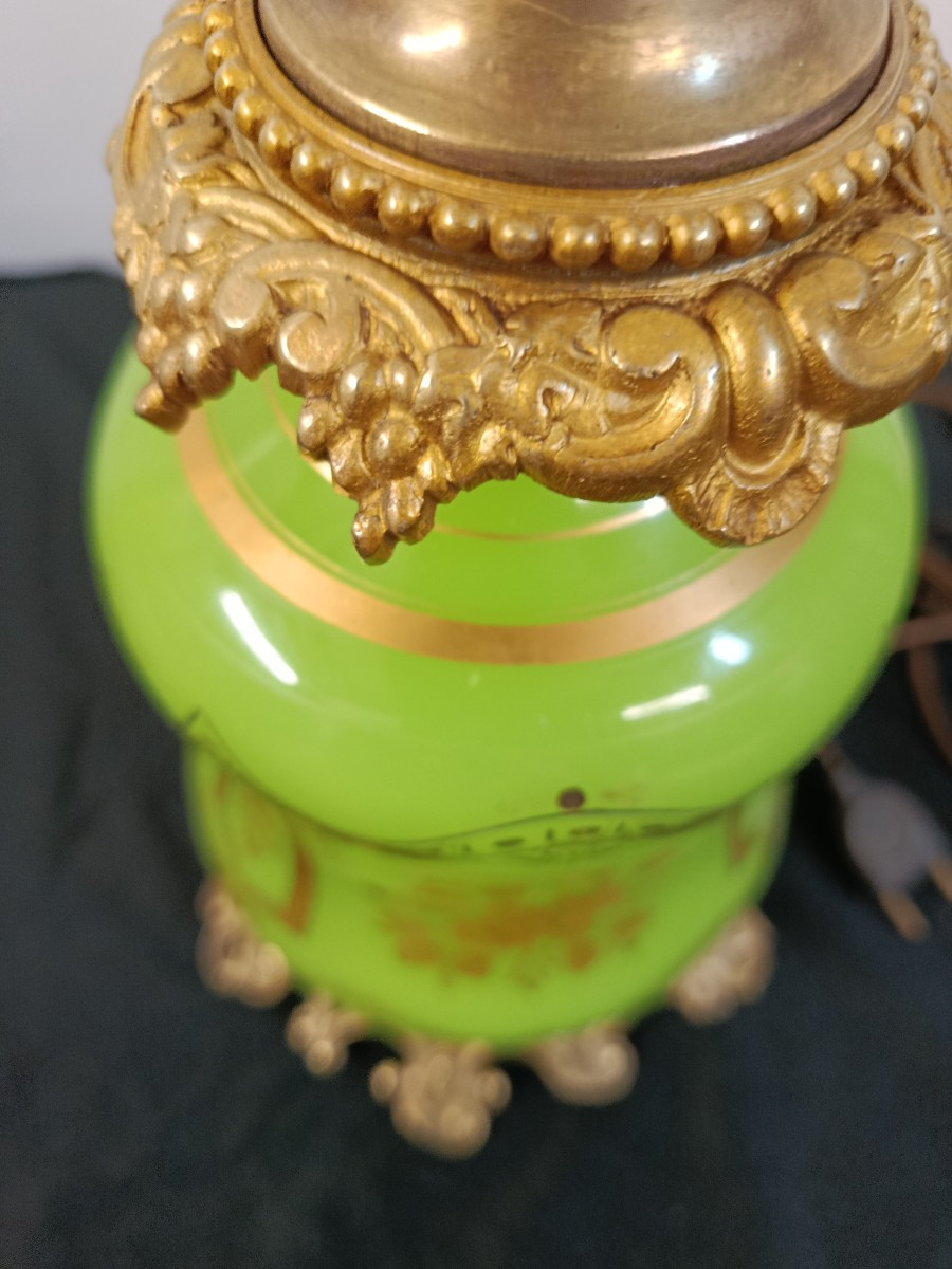 Green Opaline Lamp From The Napoleon III Era-photo-3