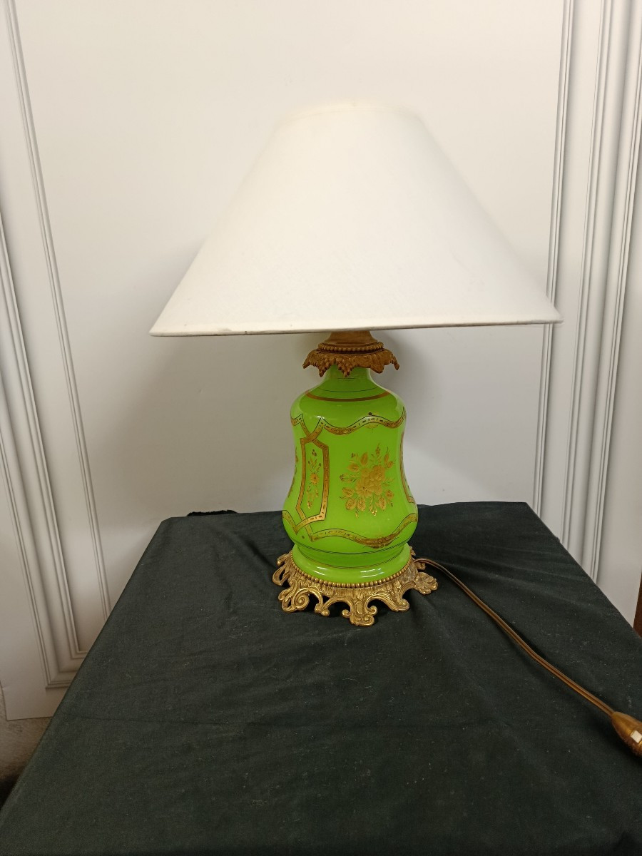 Green Opaline Lamp From The Napoleon III Era-photo-4