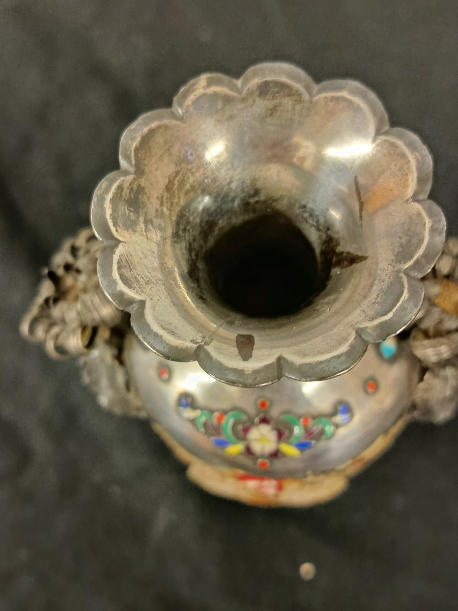 vase en argent et ivoire shibayama japon fin XIX ère meiji-photo-2