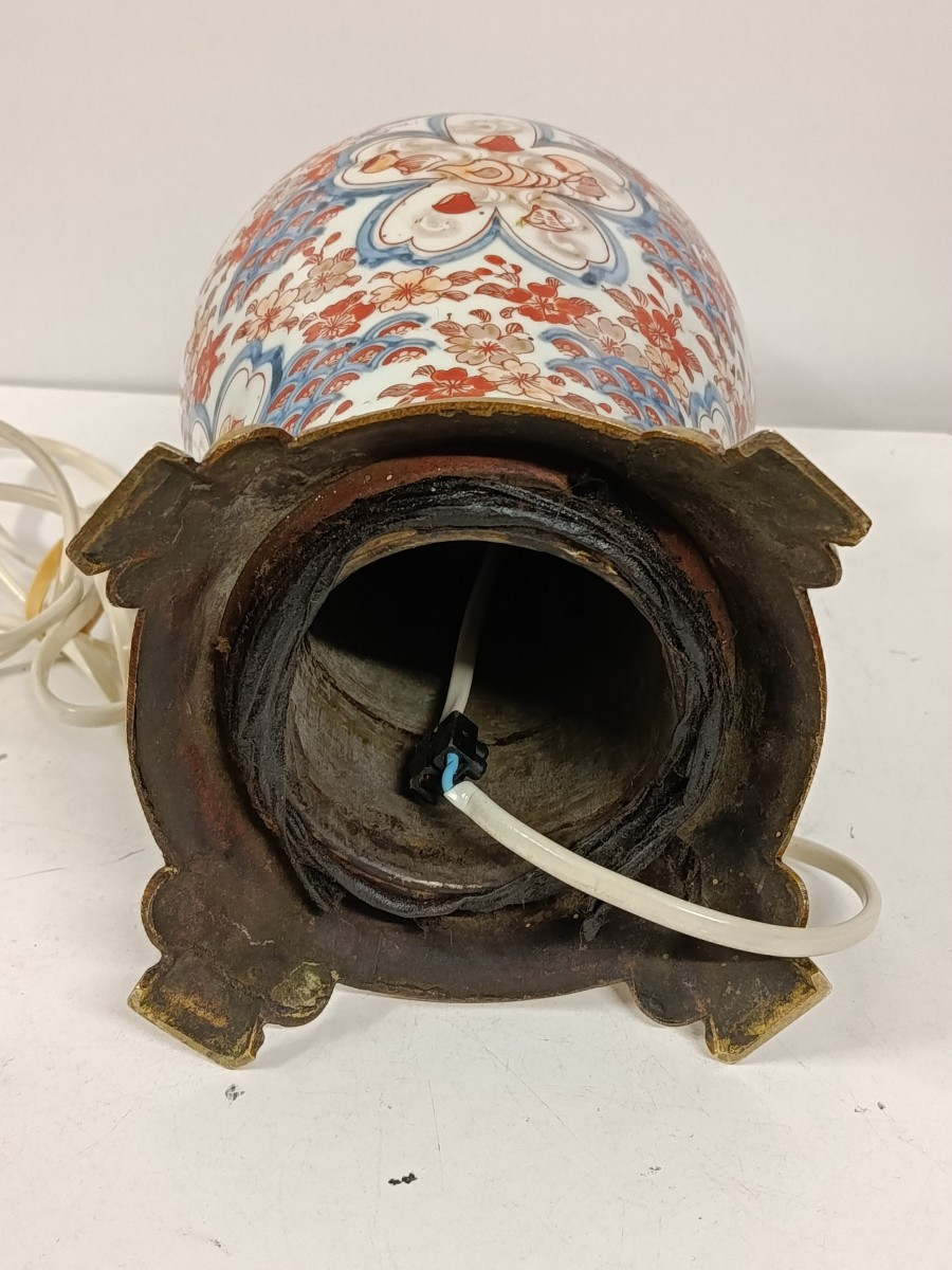 lampe porcelaine décor imari japon fin XIX-photo-3