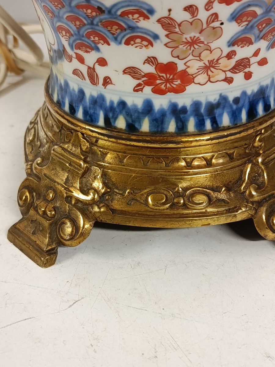 lampe porcelaine décor imari japon fin XIX-photo-1
