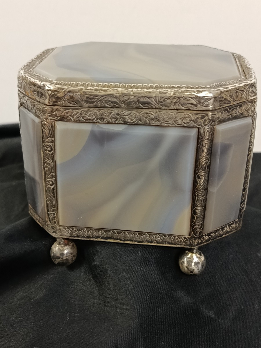 coffret  plaques agathes monture argent