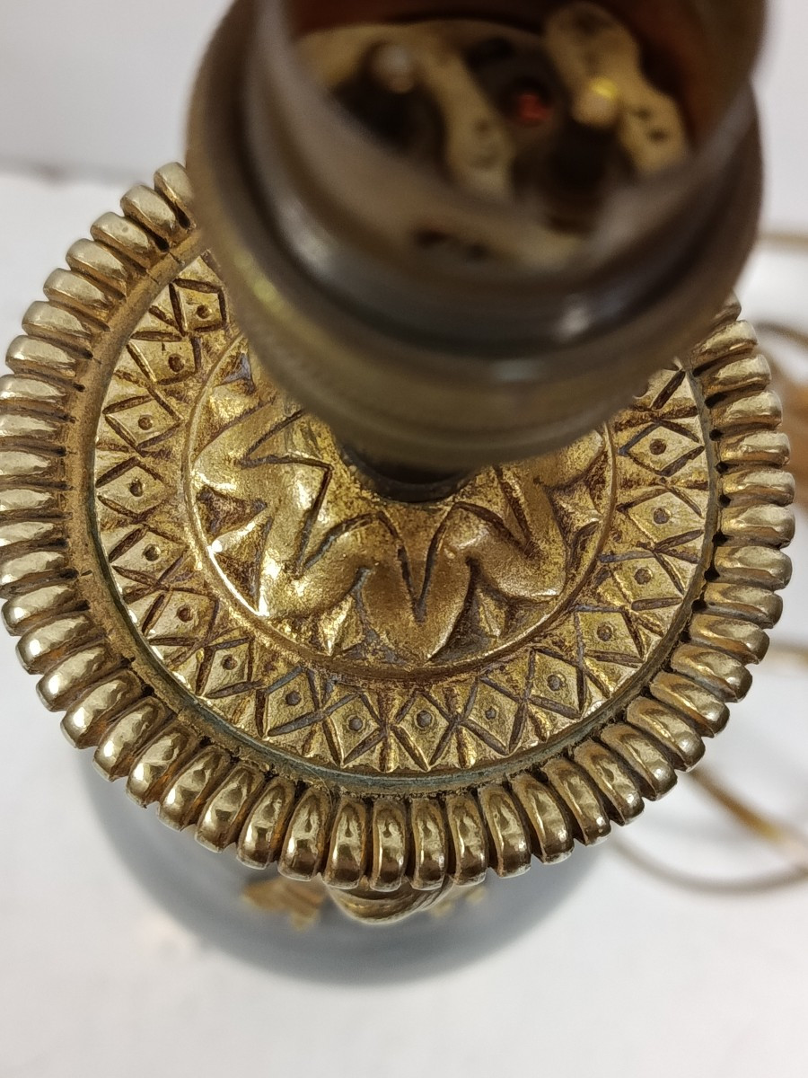 Small Louis XVI Style Lamp In Grey Marble And Gilt Bronze, 20th Century-photo-2