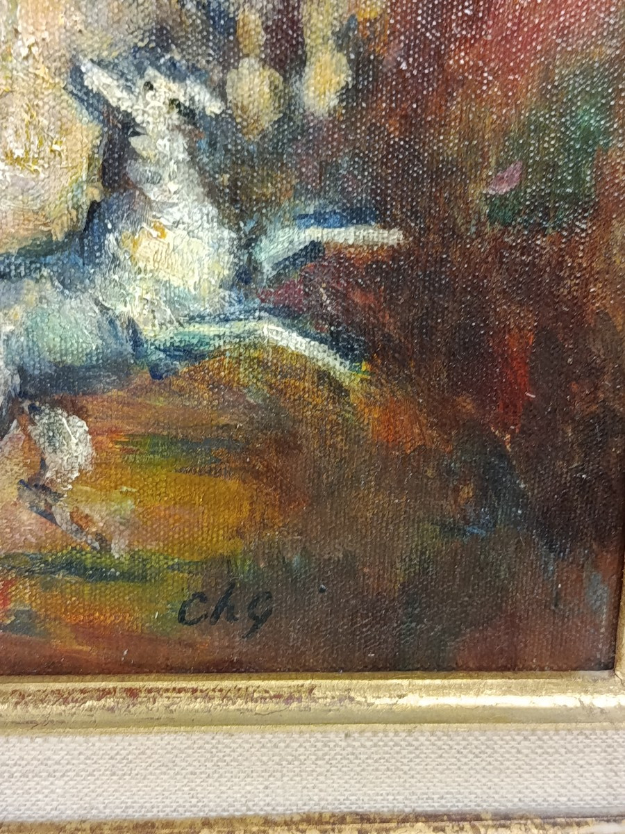 Charles Guérin ('1875  1939 ) Oil On Canvas Youg Woman In The Park-photo-2
