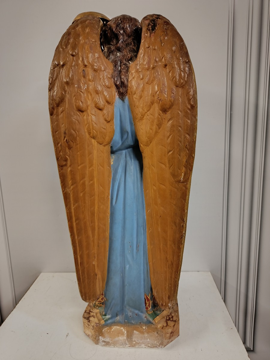 ange ceroferaire XIX ou porte flamberge terre cuite-photo-4