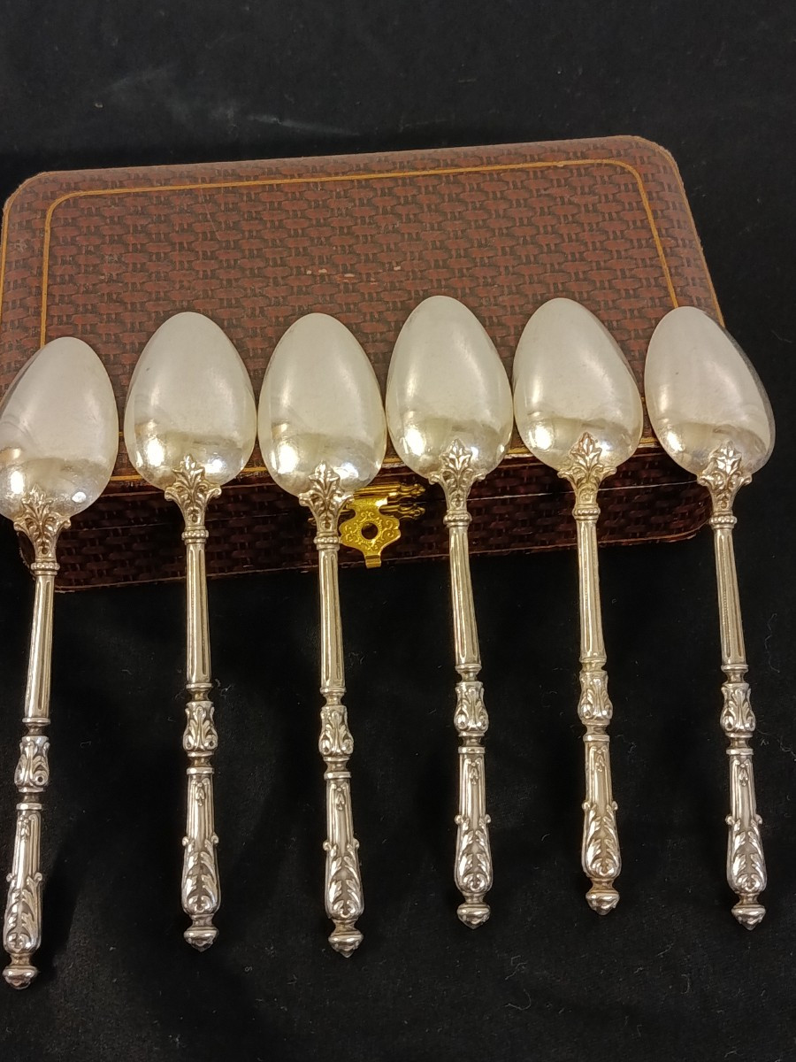 6 Small Silver Spoons Hallmarked Lapparra Antoine