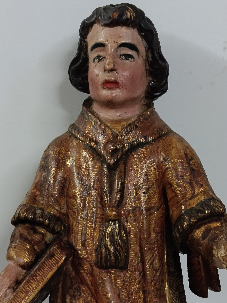 Saint Vincent De Saragosse Patron Saint Of Winegrowers 18th Century Reliquary Statuette-photo-2