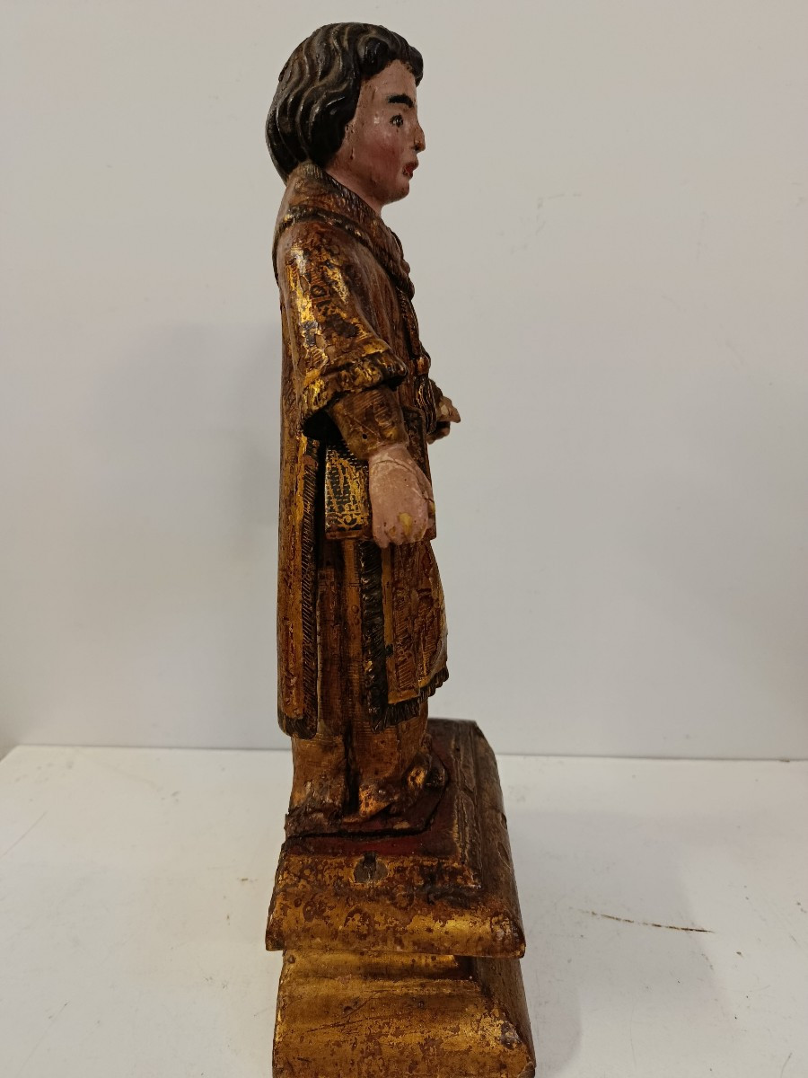 Saint Vincent De Saragosse Patron Saint Of Winegrowers 18th Century Reliquary Statuette-photo-2