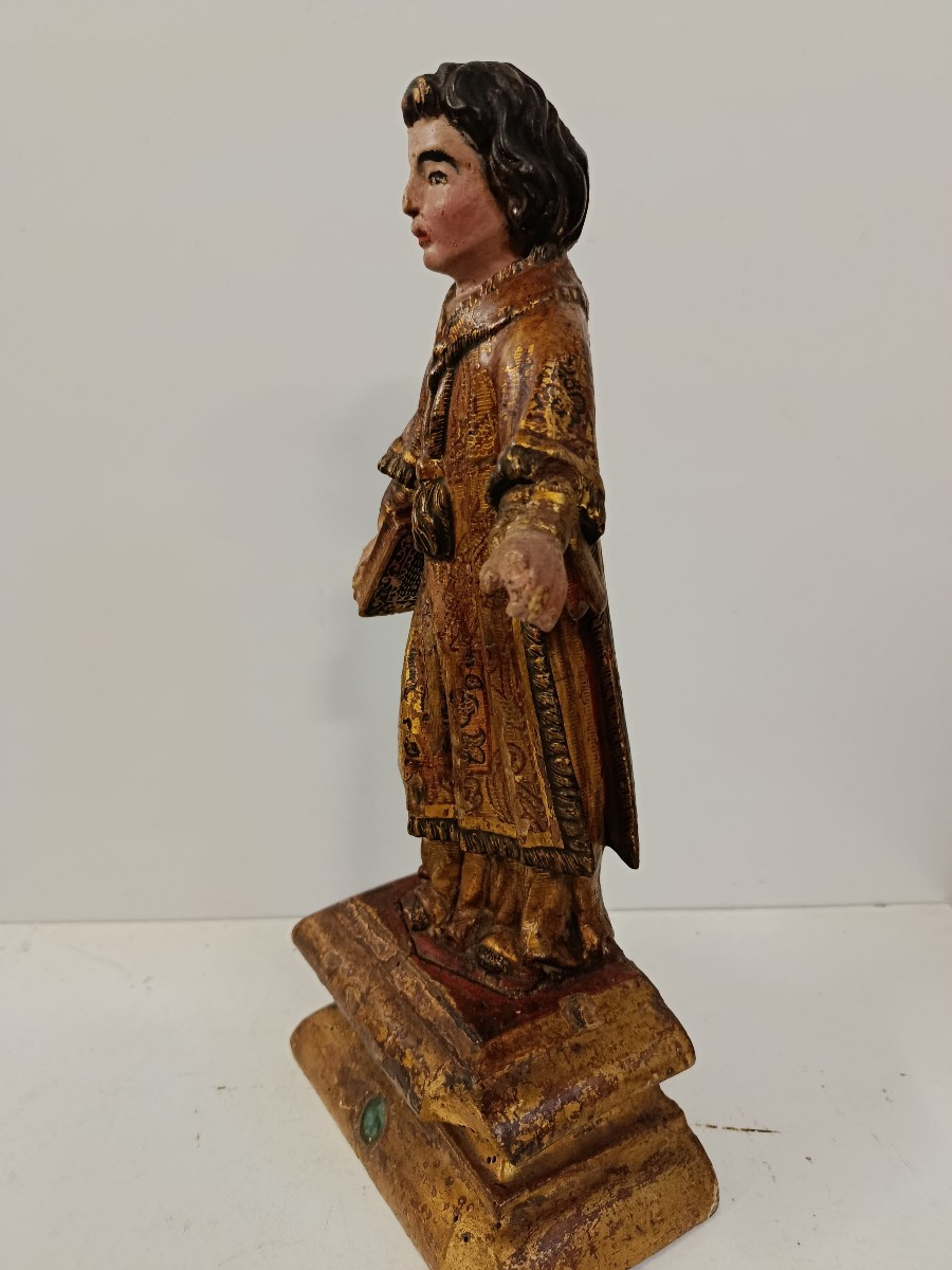 Saint Vincent De Saragosse Patron Saint Of Winegrowers 18th Century Reliquary Statuette-photo-3