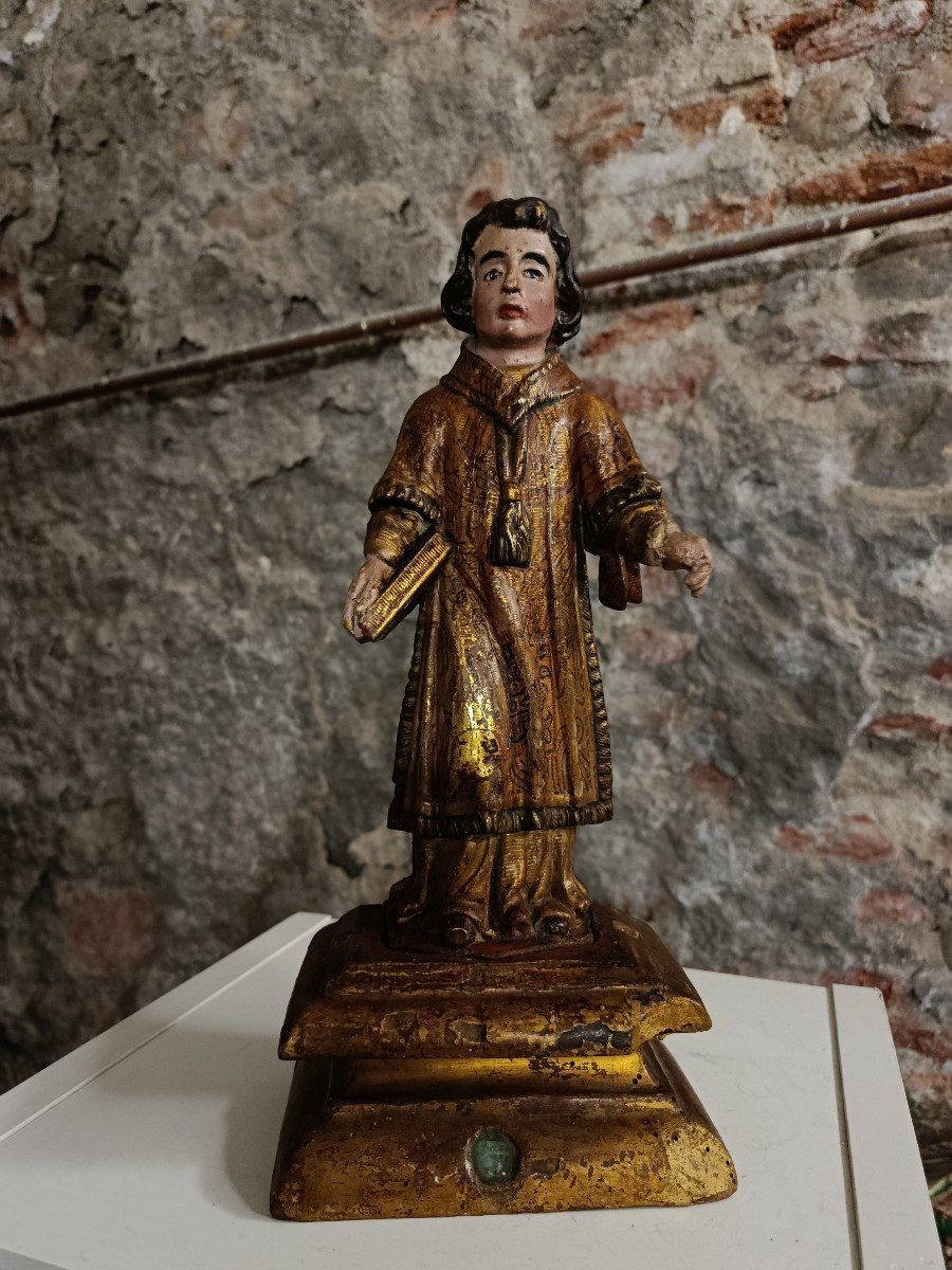 Saint Vincent De Saragosse Patron Saint Of Winegrowers 18th Century Reliquary Statuette-photo-4