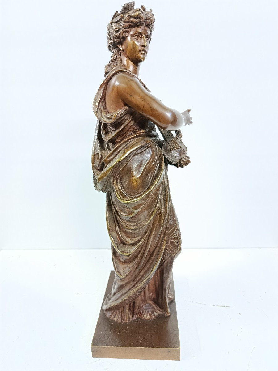 Dumaige Henry Etienne  d aprés (  1830 1880 )  : " femme à la lyre " bronze-photo-2