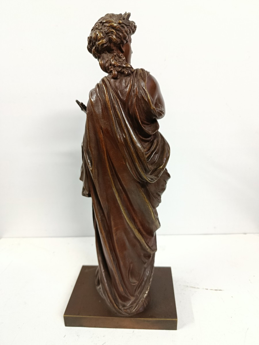Dumaige Henry Etienne  d aprés (  1830 1880 )  : " femme à la lyre " bronze-photo-3