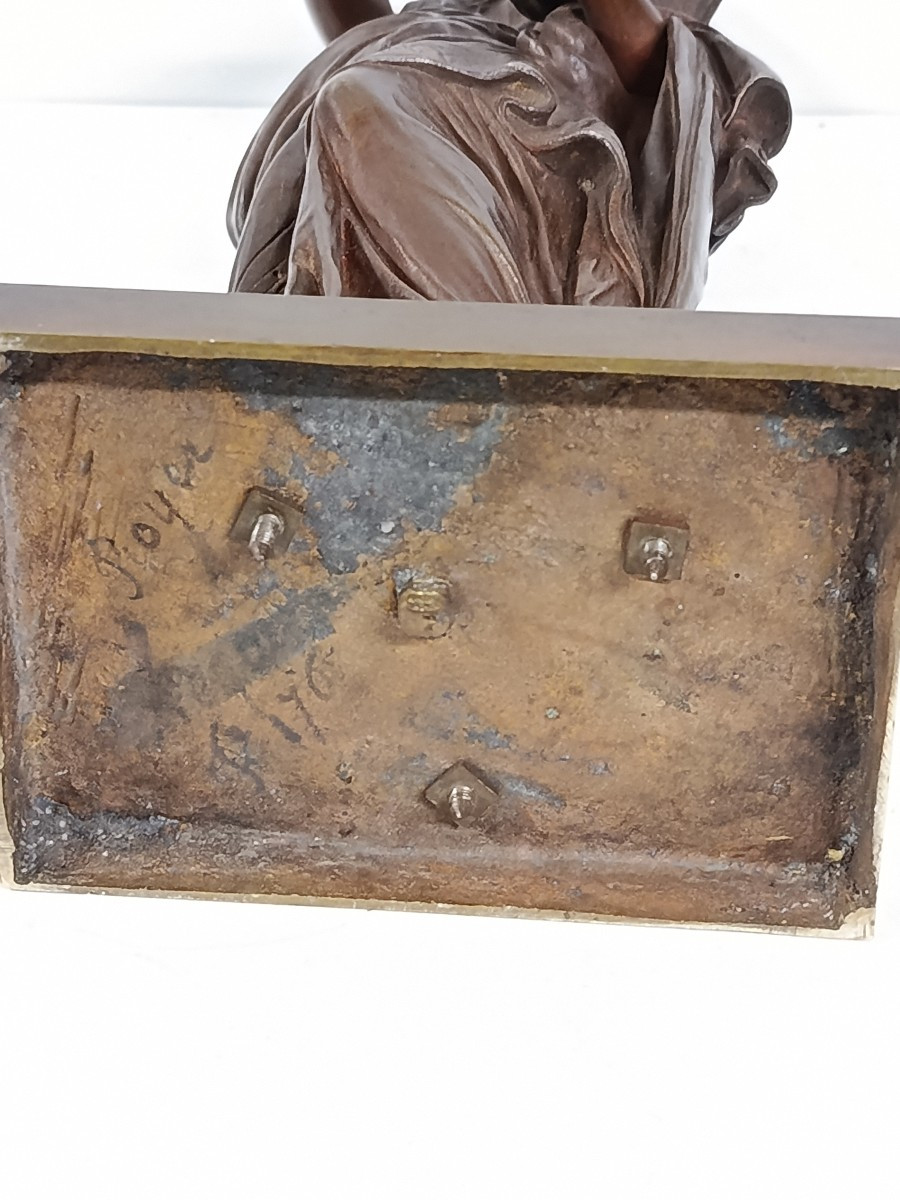 Dumaige Henry Etienne  d aprés (  1830 1880 )  : " femme à la lyre " bronze-photo-2