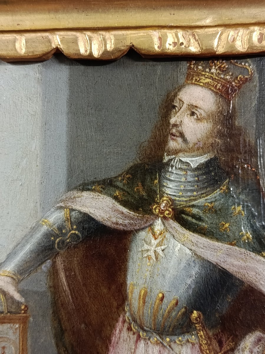 peinture sur cuivre représentant certainement le roi de france LOUIS XIII-photo-4