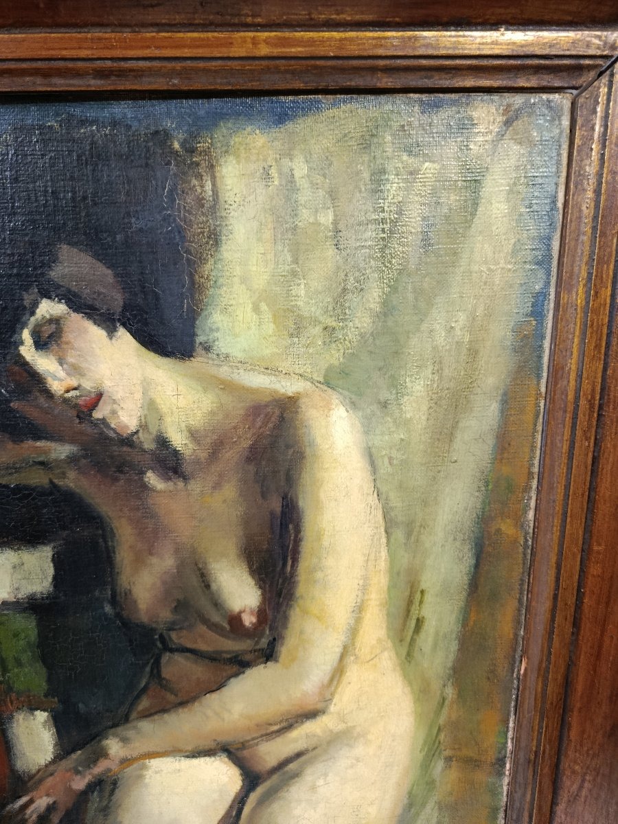 Dreyfus - Stern ( 1890  1972 )seated Nude Oil On Canvas-photo-4