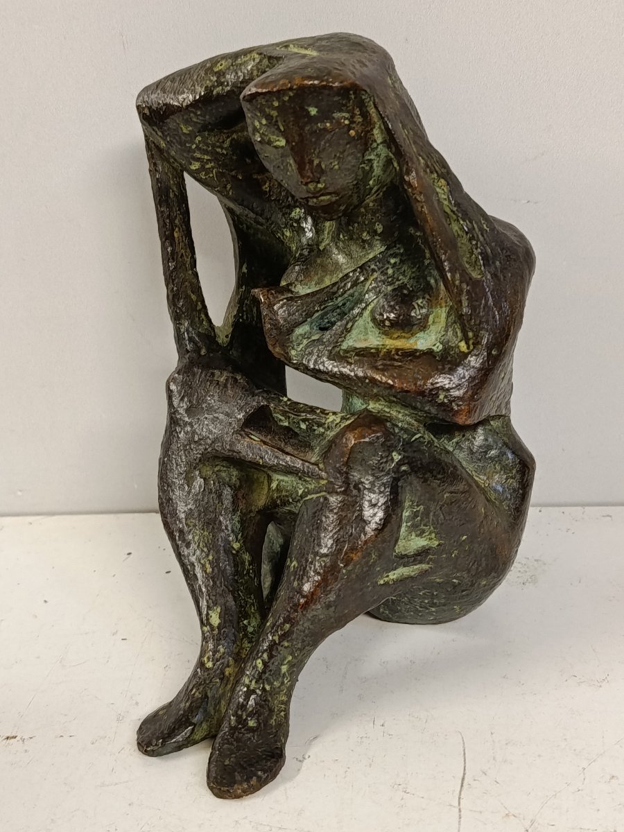 Gerges Oudot ( 1928 2004 )ronze Statuette Of A Woman-photo-3