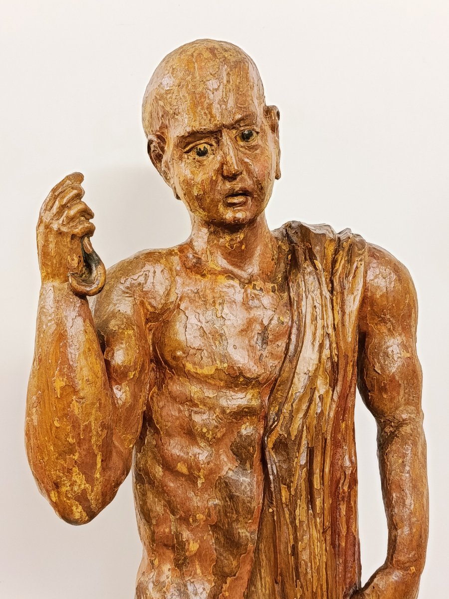 Barthelemy Saint, "écorche," Walnut Wood, Traces Of 18th-century Polychromy-photo-2