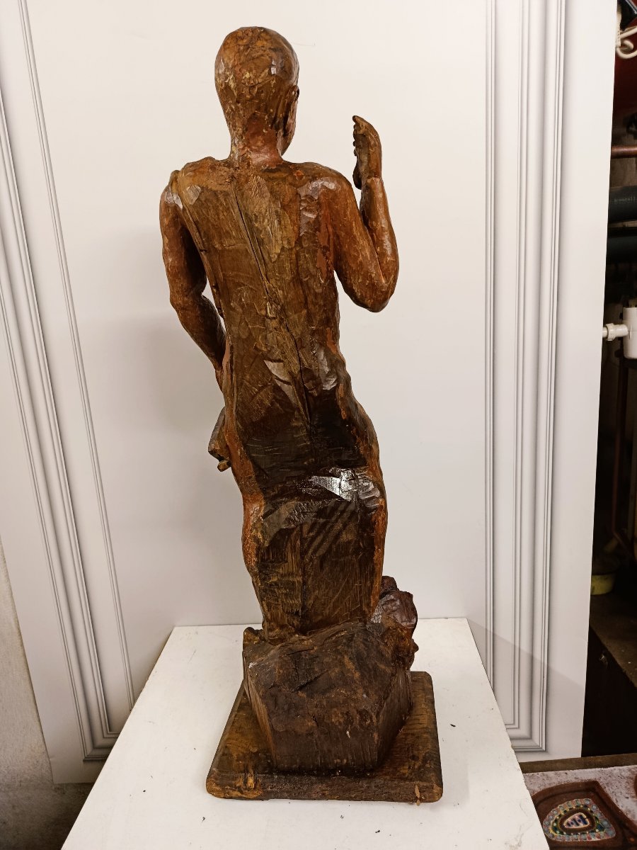 Barthelemy Saint, "écorche," Walnut Wood, Traces Of 18th-century Polychromy-photo-4