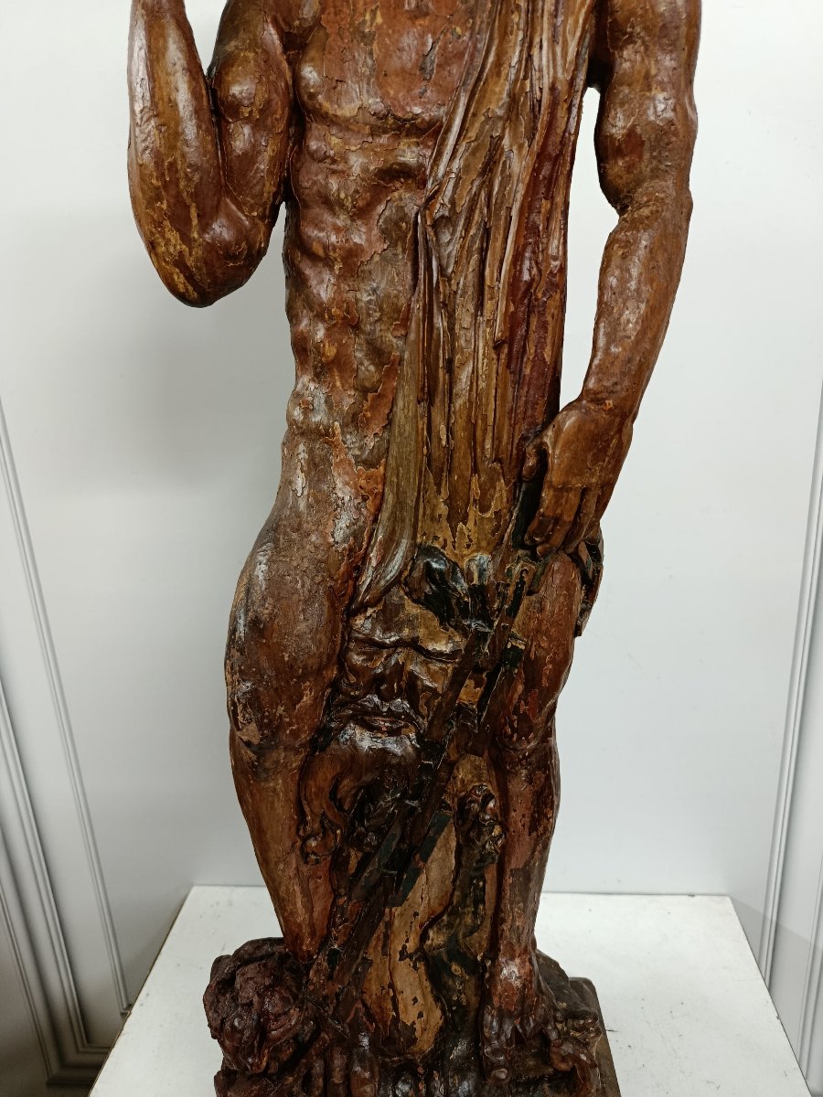 Barthelemy Saint, "écorche," Walnut Wood, Traces Of 18th-century Polychromy-photo-3