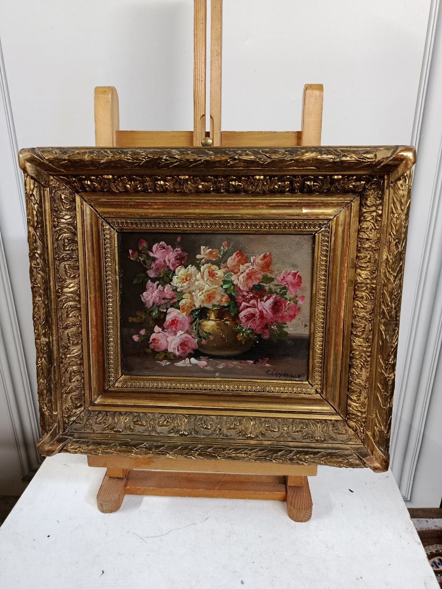E COPPENOLLE ( 1846  1914  )   : nature morte au bouquet de roses XIX-photo-4