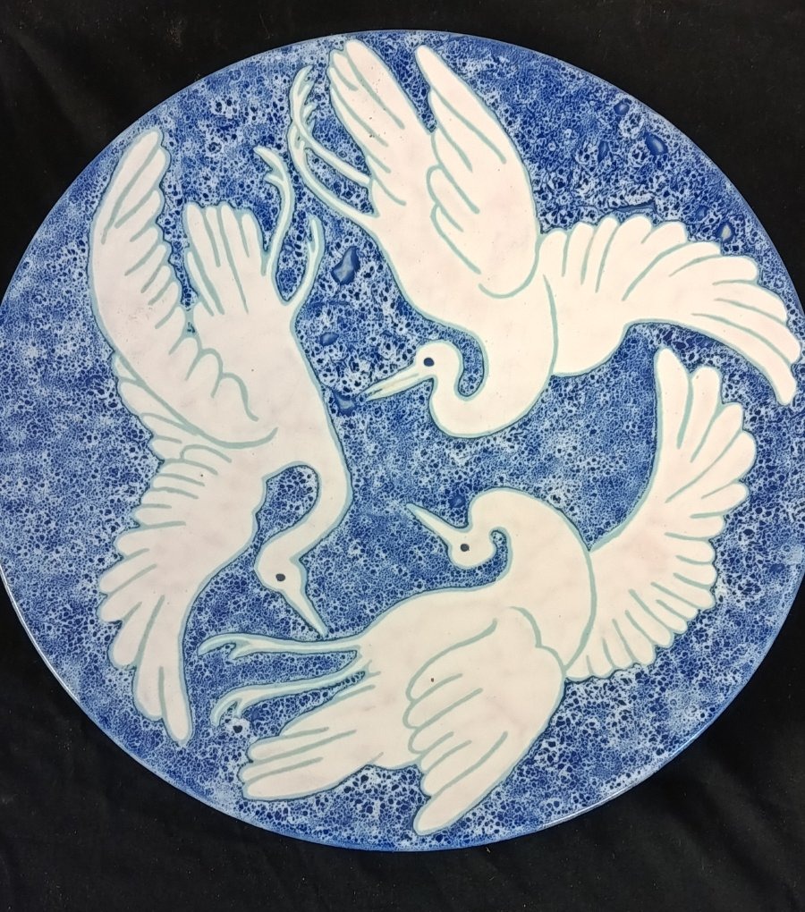 S Bailbé coupe sur piédouche céramique datée 1948