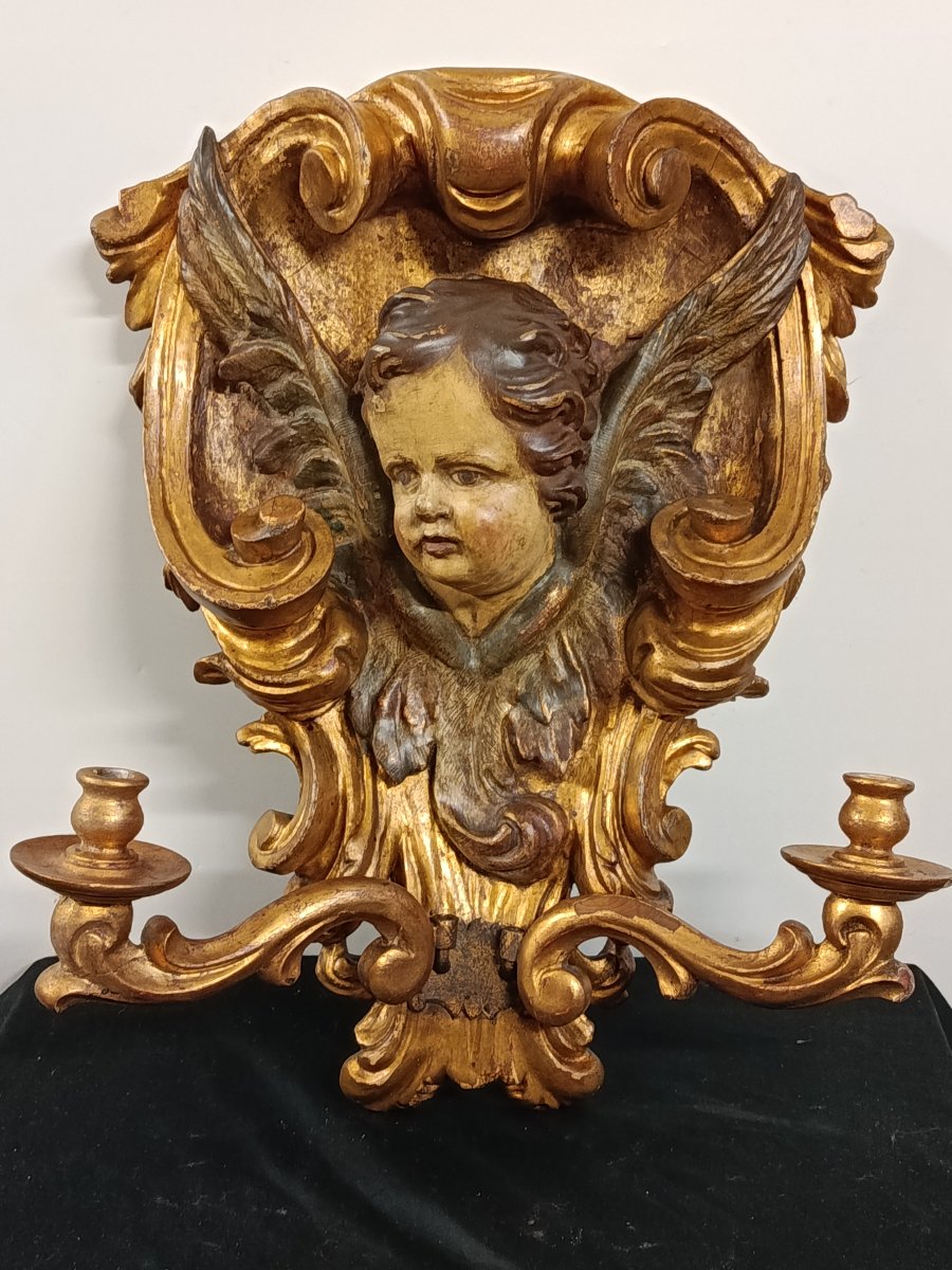 paire d appliques tête d ange ailé XVIII