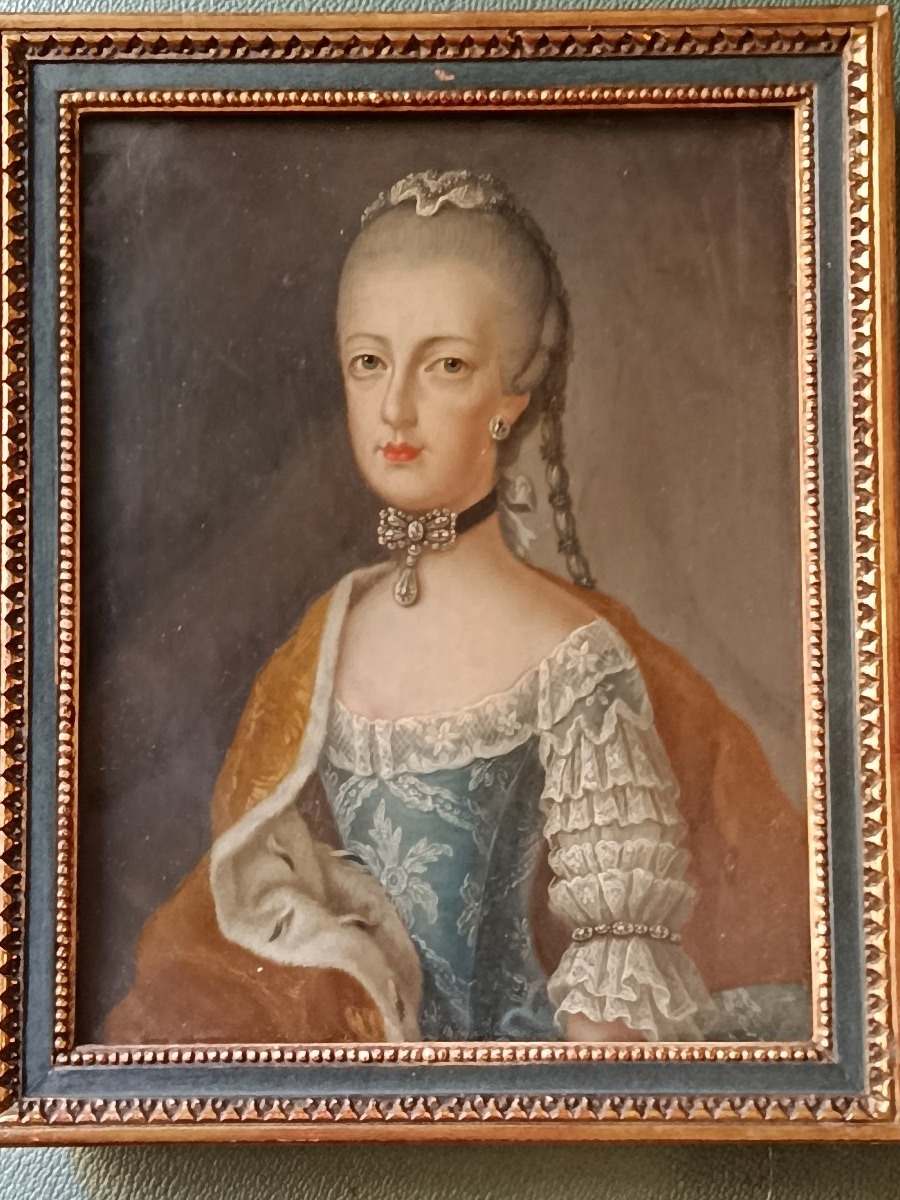 paire de petits portraits " soeurs de Marie Antoinette " école autrichienne fin XVIII -photo-2