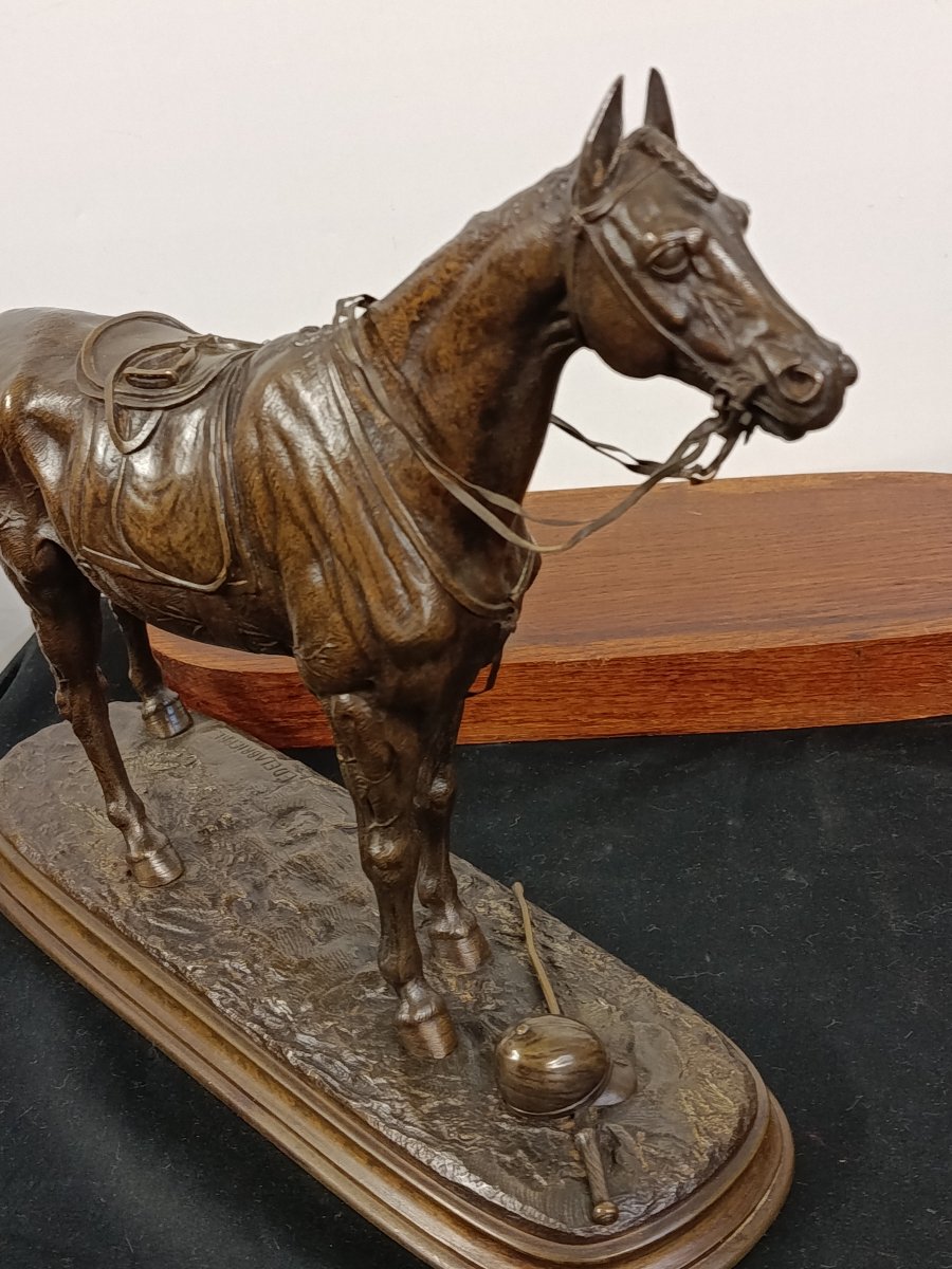 DELABRIERRE Edouard Paul " cheval de course harnaché " bronze-photo-1