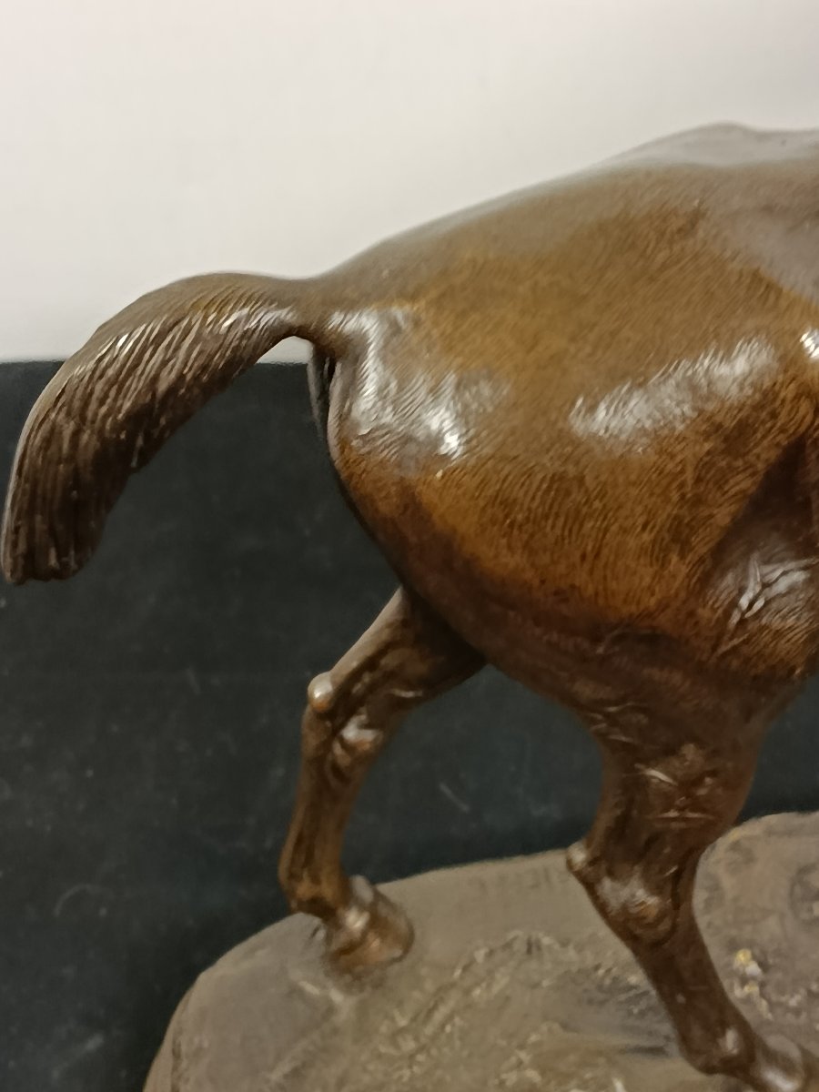 DELABRIERRE Edouard Paul " cheval de course harnaché " bronze-photo-4