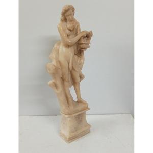 Sculptured Alabaster XVII Period "winter" Italian Work