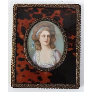 Miniature Portrait Of A Woman Napoleon III Period