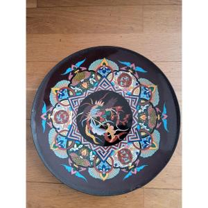 Japanese Cloisonné Dish, Late Meiji Era, Decorated With A Bird Of Paradise