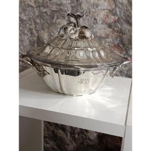 légumier et sa doublure argent massif Cal Lenglet orfèvre XIX