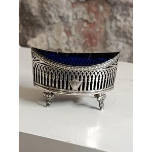 un saleron argent massif verrerie bleu epoque début XIX Ambroise Mignerot