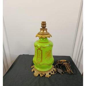lampe opaline verte  époque Napoléon III