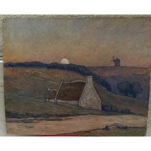 Louis P érinet XIX XX :moonrise Landscape