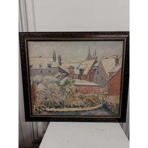 Marie - Clotilde  Gallien Berthon 5 1870  1959 ) : " village sous la neige "
