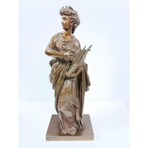 Dumaige Henry Etienne d aprés ( 1830 1880 ) : " femme à la lyre " bronze