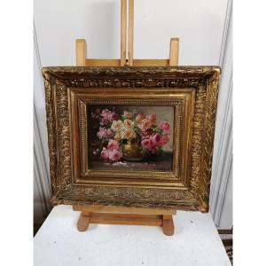 E COPPENOLLE ( 1846 1914 ) : nature morte au bouquet de roses XIX