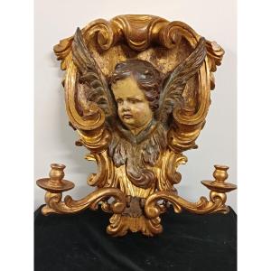 paire d appliques tête d ange ailé XVIII