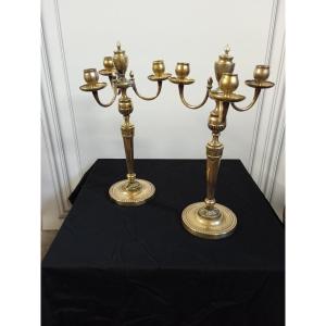 Pair Of Candelabras Debut XIX Period