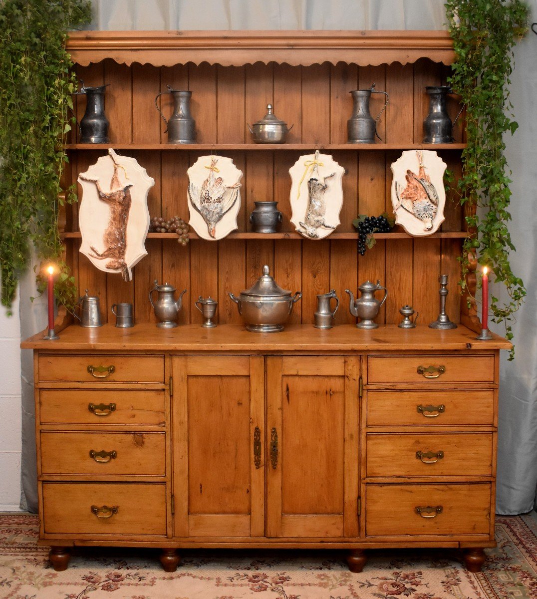 Suite De Quatre Grandes  Plaques En Biscuit Et Biscuit Emaill&eacute;, D&eacute;cor Aux  Troph&eacute;es De Chasse, Gibier,  Li&egrave;vre, Perdrix, Lapin et Grive, Milieu XX &egrave;me-photo-2