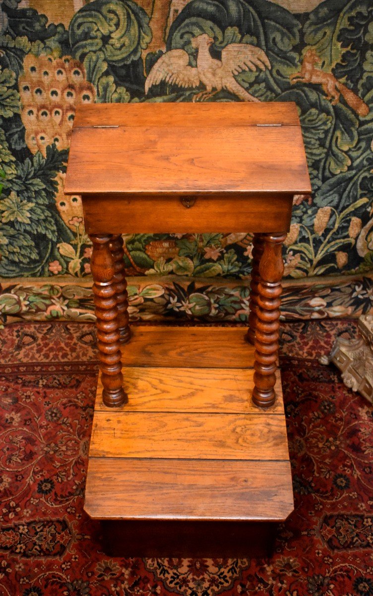 Oratoire De Communaut&eacute; , Prie - Dieu De Style Louis XIII En Ch&ecirc;ne Blond, Epoque XIX &egrave;me-photo-4