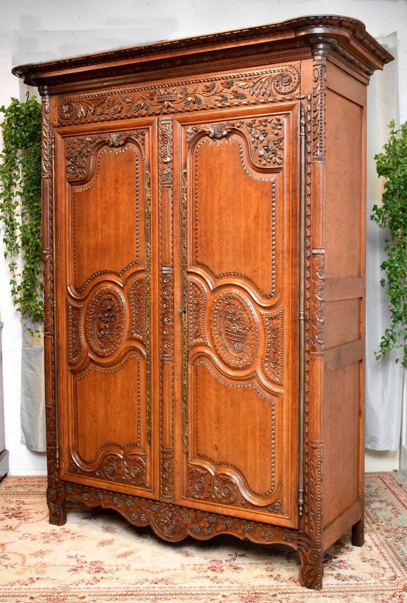 Armoire De Mariage Normande En Ch&ecirc;ne Et Ch&ecirc;ne Maill&eacute;, Basse Normandie, R&eacute;gion de Vire, D&eacute;but XIX &egrave;me-photo-3