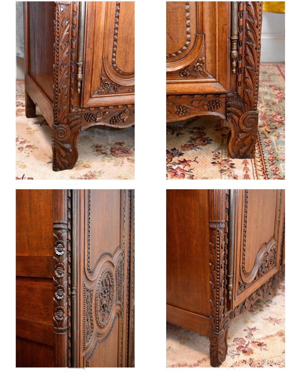 Armoire De Mariage Normande En Ch&ecirc;ne Et Ch&ecirc;ne Maill&eacute;, Basse Normandie, R&eacute;gion de Vire, D&eacute;but XIX &egrave;me-photo-4